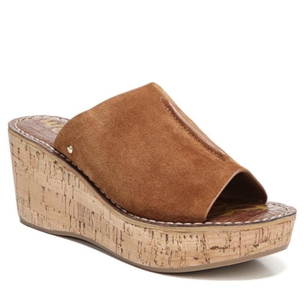 NEW SAM EDELMAN Ranger Brown Suede Platform Sandal - Picture 2 of 8